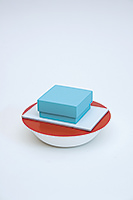 Bowl (red) and Napkin and Box (seafoam), 2006